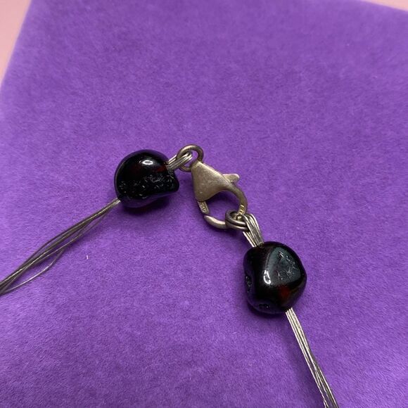 💛 Classic Sterling Silver Multi Strand Garnet & Pearl Illusion Necklace - Picture 4 of 4